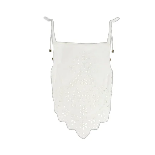 Self-Portrait Embroidered Asymmetric Hem Top