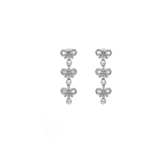 Self-Portrait Micro Bow Embellished Tiered Earrings