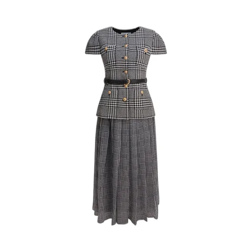 Self-Portrait Houndstooth Midi Dress