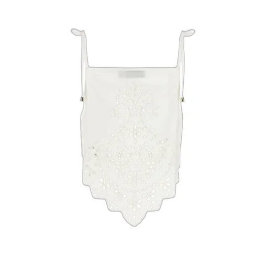 Self-Portrait Embroidered Asymmetric Hem Top