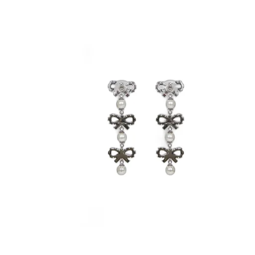 Self-Portrait Micro Bow Embellished Tiered Earrings