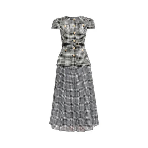 Self-Portrait Houndstooth Midi Dress