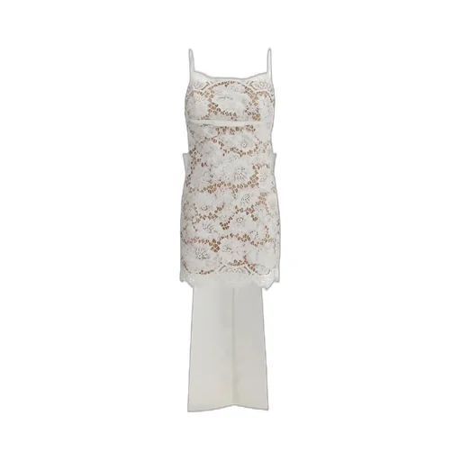 Self-Portrait Lace Scalloped-Hem Obersized Bow Dress