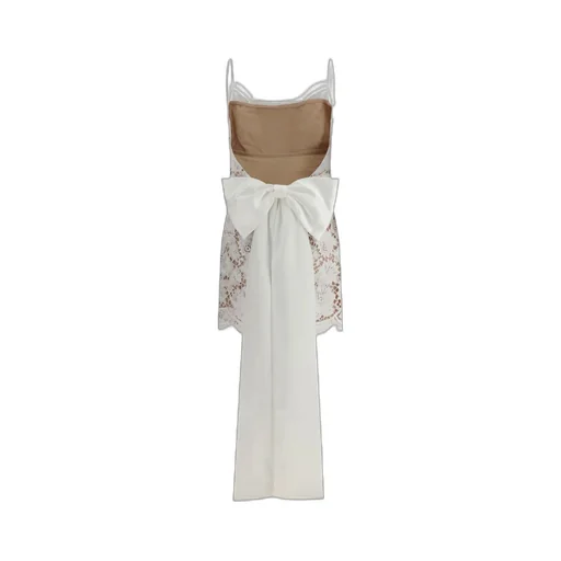 Self-Portrait Lace Scalloped-Hem Obersized Bow Dress