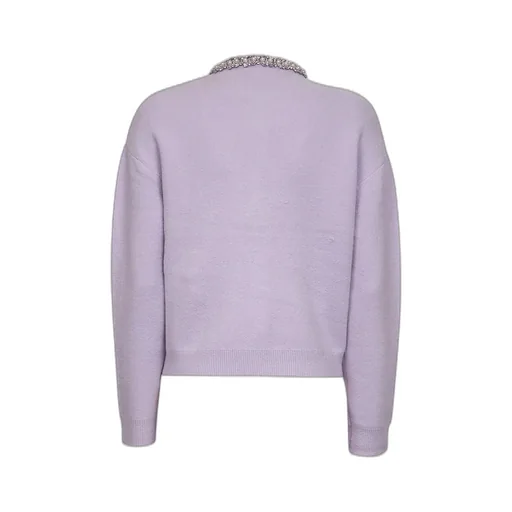 Self-Portrait Pearl Trim Ribbed Knit Cardigan