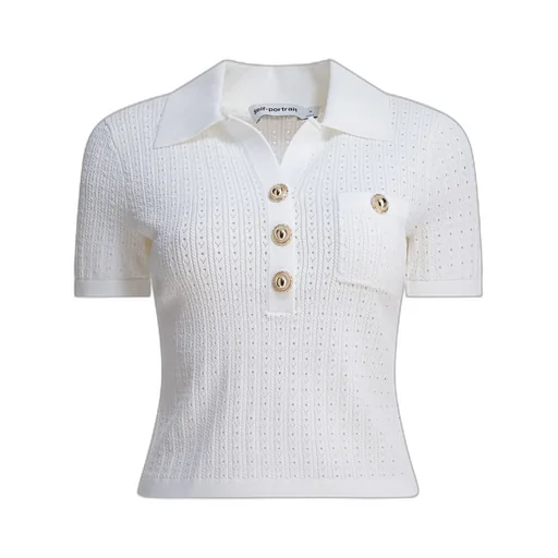 Self-Portrait Knitted Polo Top