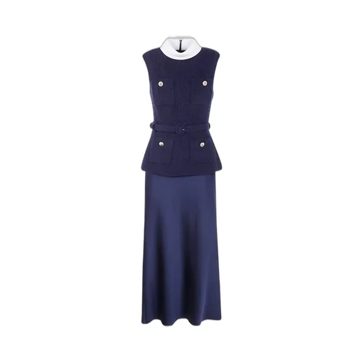 Self-Portrait Boucle Sleeveless Midi Dress