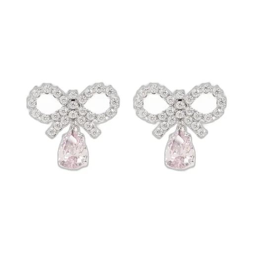 Self-Portrait Micro Bow Droplet Embellished Earrings