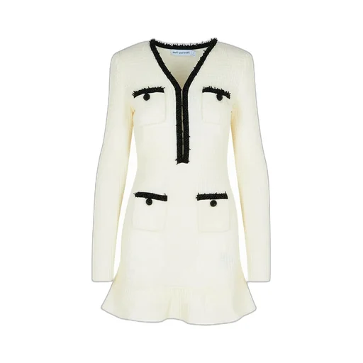 Self-Portrait Bead-Detailed Long-Sleeved Mini Dress