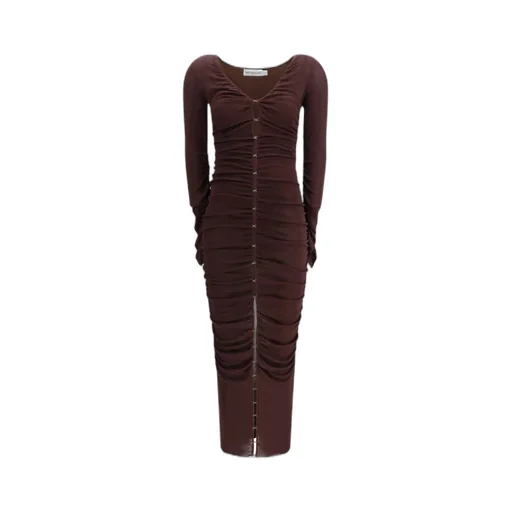 Self-Portrait Gathered Knitted Midi Dress
