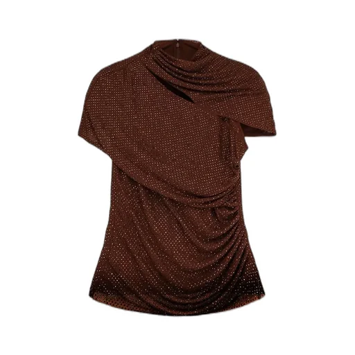 Self-Portrait Embellished Mesh Cut-Out Top