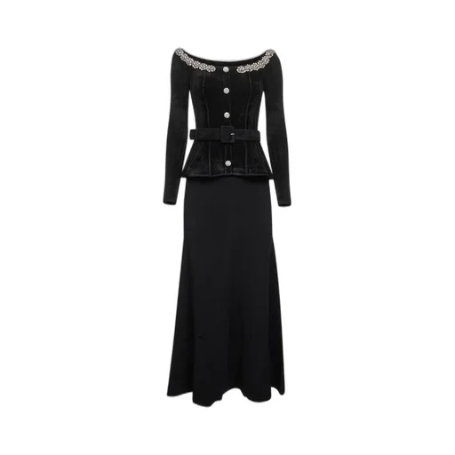 Self-Portrait Bardot Diamante Trim Dress