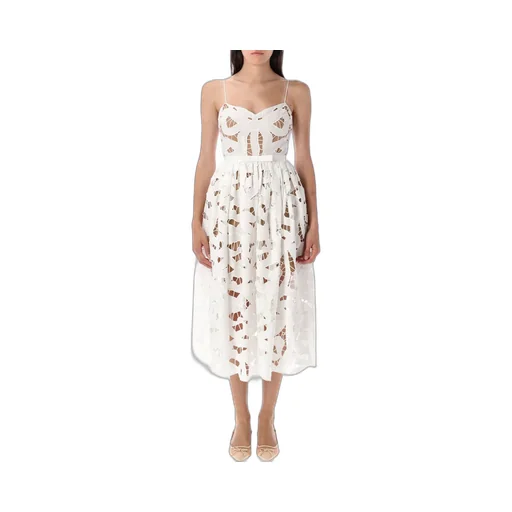 Self-Portrait Bow Embroidered Midi Dress