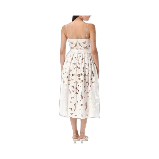 Self-Portrait Bow Embroidered Midi Dress