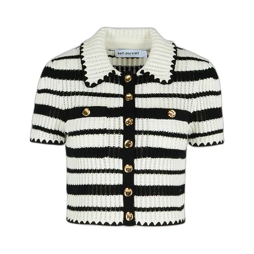 Self-Portrait Striped Crochet Top