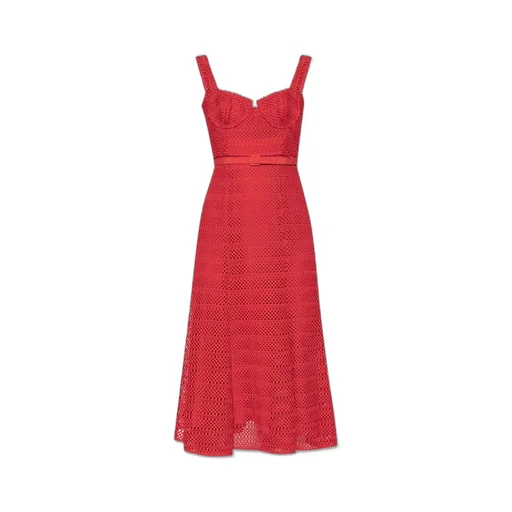 Self-Portrait Sleeveless Belted Midi Dress