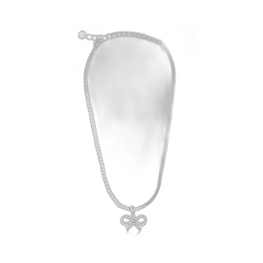 Self-Portrait Embellished Bow Tennis Necklace