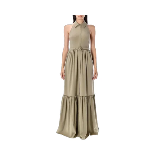 Self-Portrait Sleeveless Twill Maxi Dress
