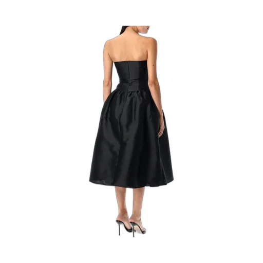 Self-Portrait Taffeta Contrast Bow Midi Dress