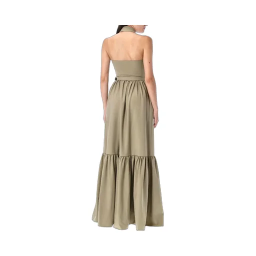 Self-Portrait Sleeveless Twill Maxi Dress