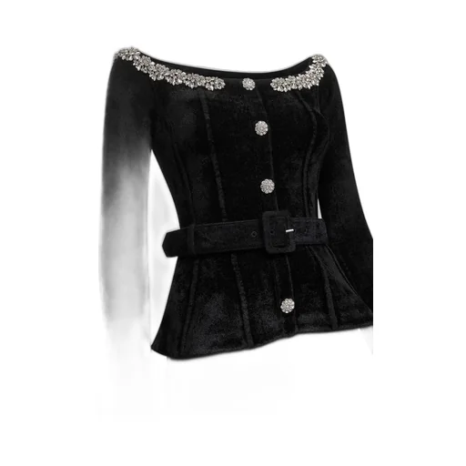 Self-Portrait Bardot Diamante Trim Dress