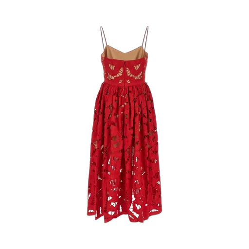 Self-Portrait Bow Embroidered Midi Dress