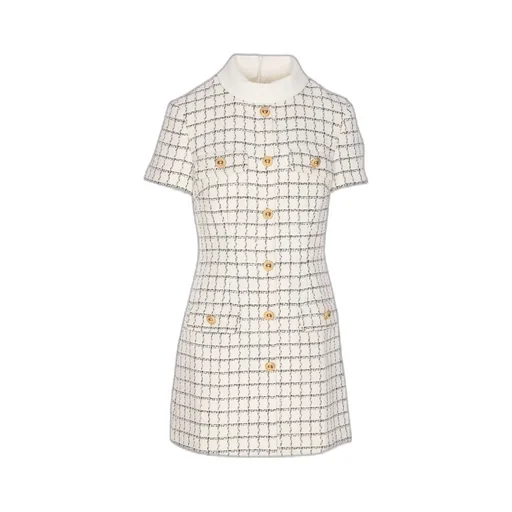 Self-Portrait Checked Boucle Mini Dress