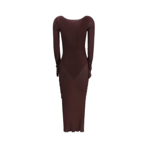Self-Portrait Gathered Knitted Midi Dress