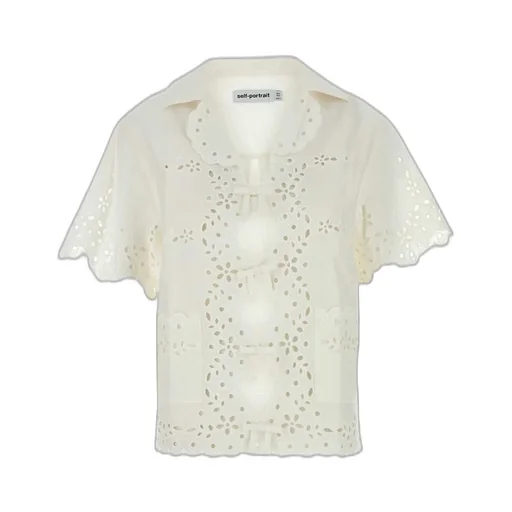 Self-Portrait Embroidered Short-Sleeved Shirt