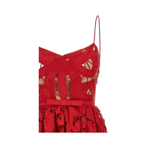 Self-Portrait Bow Embroidered Midi Dress