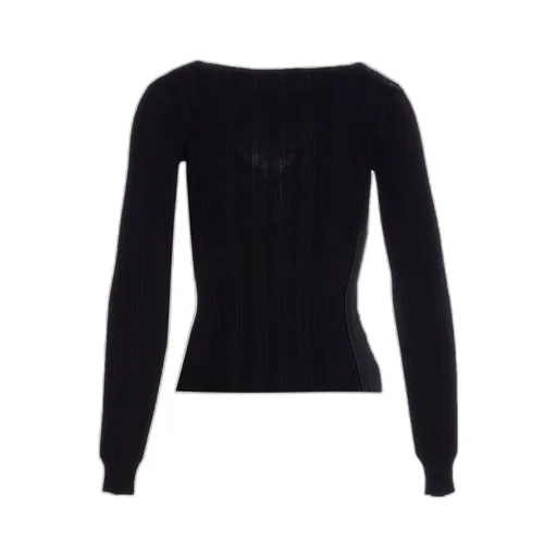 Self-Portrait Lace-Trim Long-Sleeved Ribbed-Knit Top