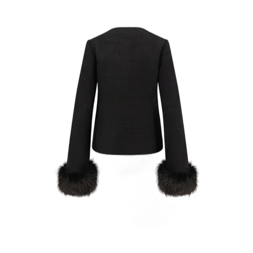 Self-Portrait Boucle Fur Cuff Jacket