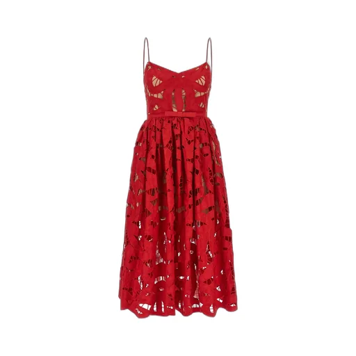 Self-Portrait Bow Embroidered Midi Dress