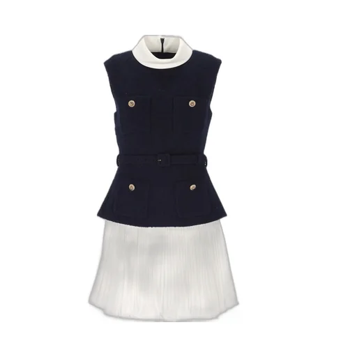 Self-Portrait Boucle And Chiffon Mini Dress