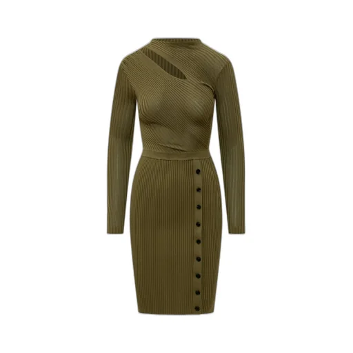 Self-Portrait Cut Out Rib Knit Mini Dress