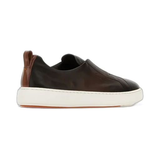 Santoni Logo Embossed Round Toe Sneakers