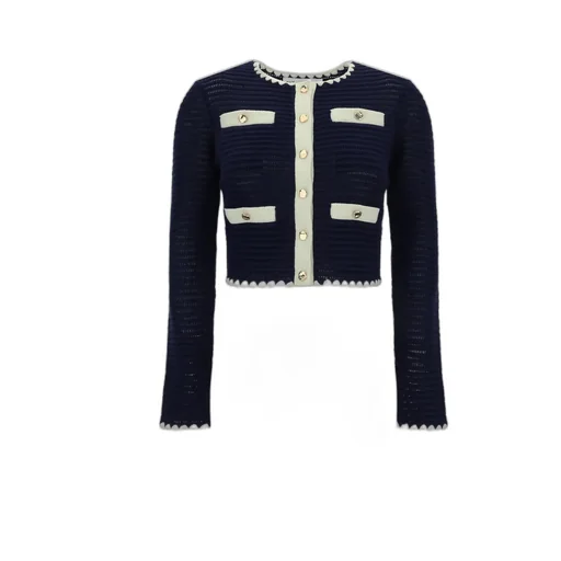 Self-Portrait Cropped Crochet Cardigan