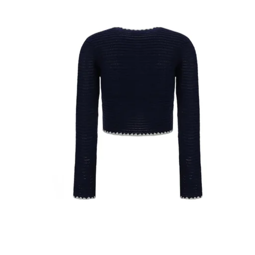 Self-Portrait Cropped Crochet Cardigan