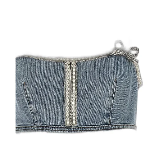 Self-Portrait Denim Embellished Mini Dress