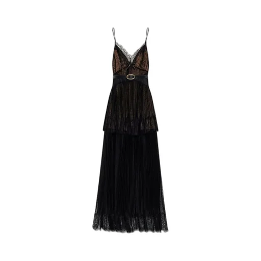 Self-Portrait Dot Mesh Tiered Maxi Dress