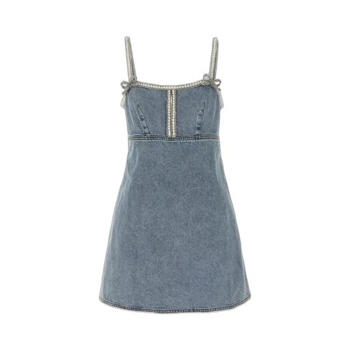 Self-Portrait Denim Embellished Mini Dress
