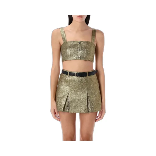 Self-Portrait Metallic Jacquard Crop Top