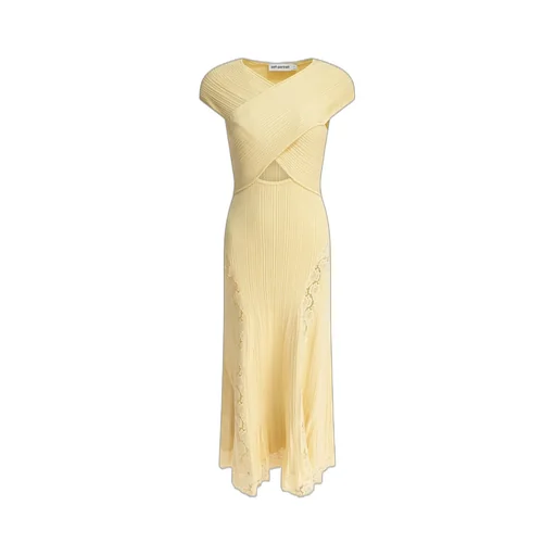 Self-Portrait Knit Lace Insert Midi Dress