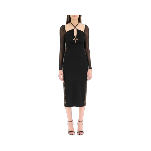 Self-Portrait Floral Lace-Trim Cut Out Detailed Midi Dress
