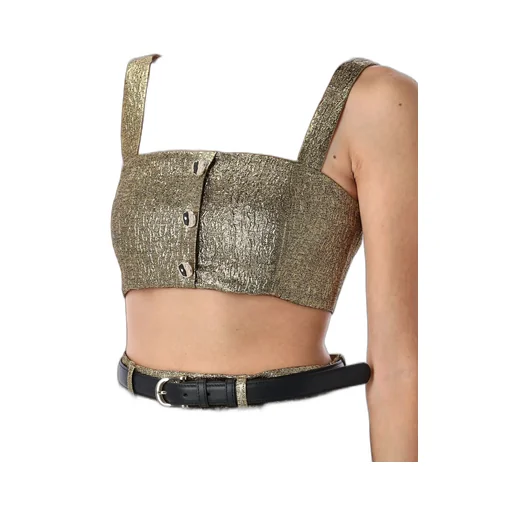 Self-Portrait Metallic Jacquard Crop Top
