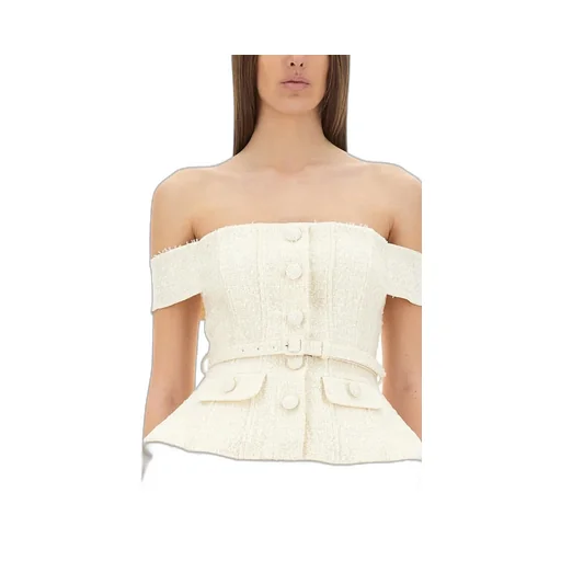 Self-Portrait Off-Shoulder Bouclé Tulle Midi Dress
