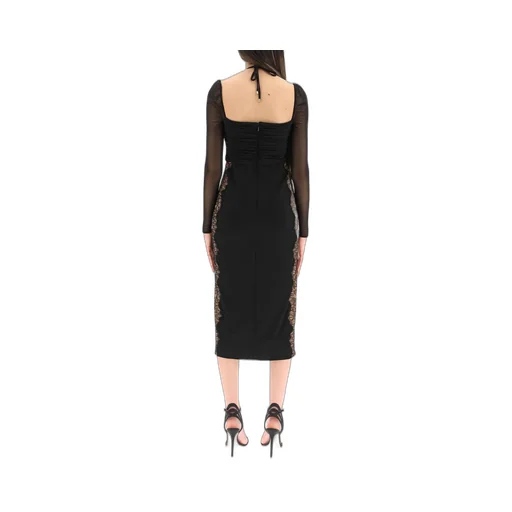 Self-Portrait Floral Lace-Trim Cut Out Detailed Midi Dress