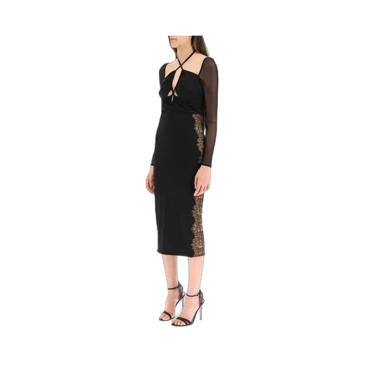 Self-Portrait Floral Lace-Trim Cut Out Detailed Midi Dress