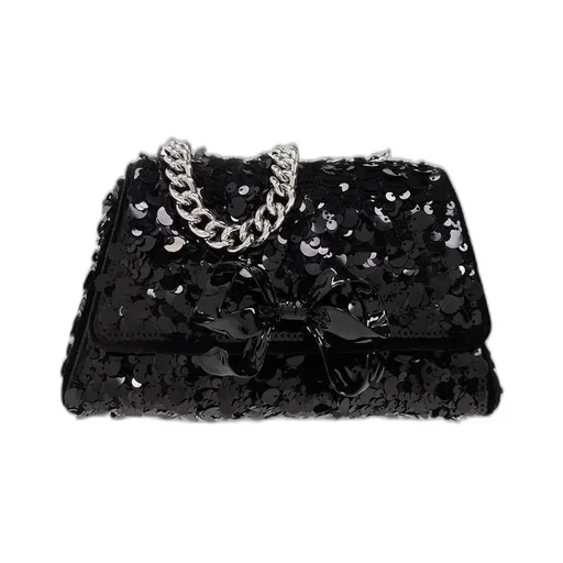 Self-Portrait Bow Sequin Embellished Shoulder Bag