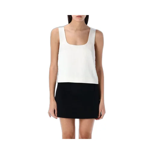Self-Portrait Bonded Chain-Link Trim Satin Top